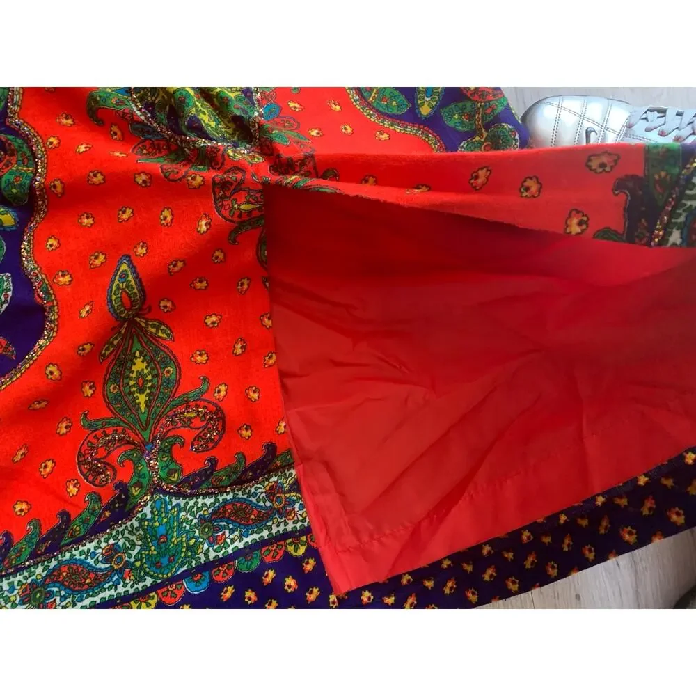 Vintage Malbe Original  Glitter Paisley Psychedellic Maxi Skirt - Picture 6 of 6